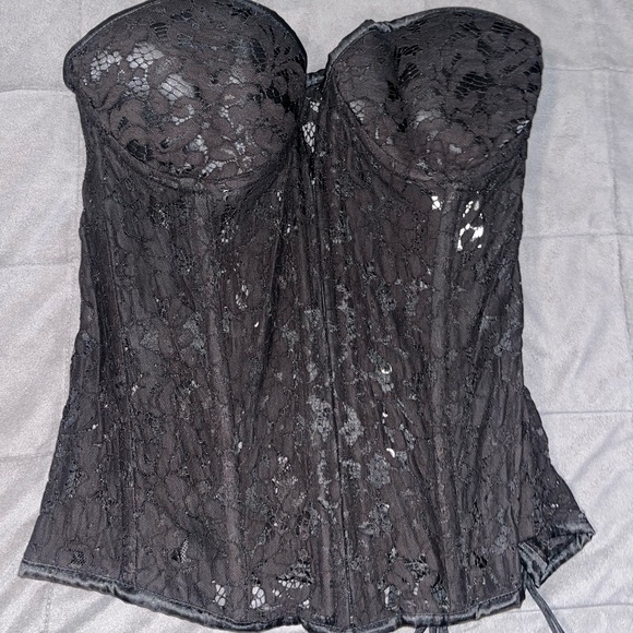 Daisy Corsets Top Drawer Black Underwire Sheer Lace Steel Boned Corset 4X NEW - Picture 3 of 7
